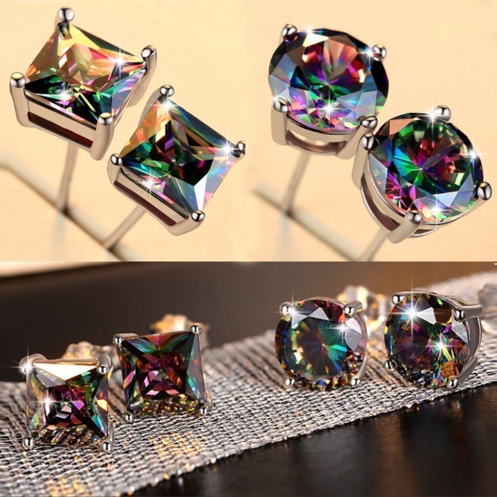 🎀Round Colorful Micro Pave Zircon Stud Earrings for Women, EVGG1033
